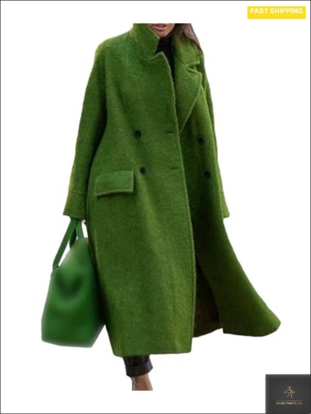 Women's Wool Blend Double Breasted Notch Lapel Maxi Pea Coat Long Warm Overcoat